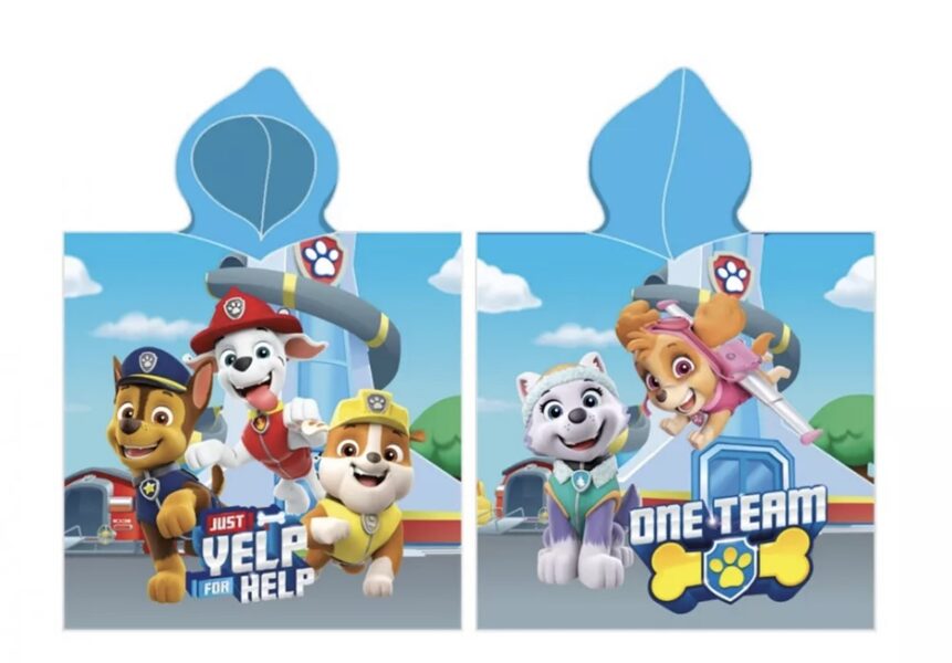 Paw Patrol One Team poņčo dvielis