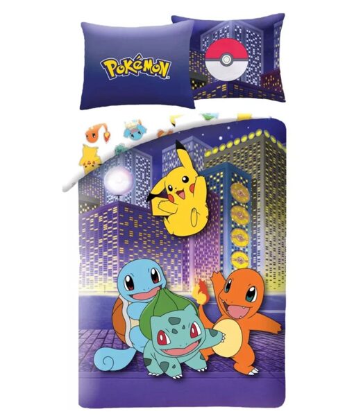 Pokemon City divpusēja gultas veļa